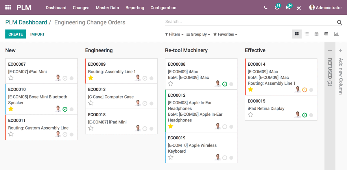 odoo PLM app
